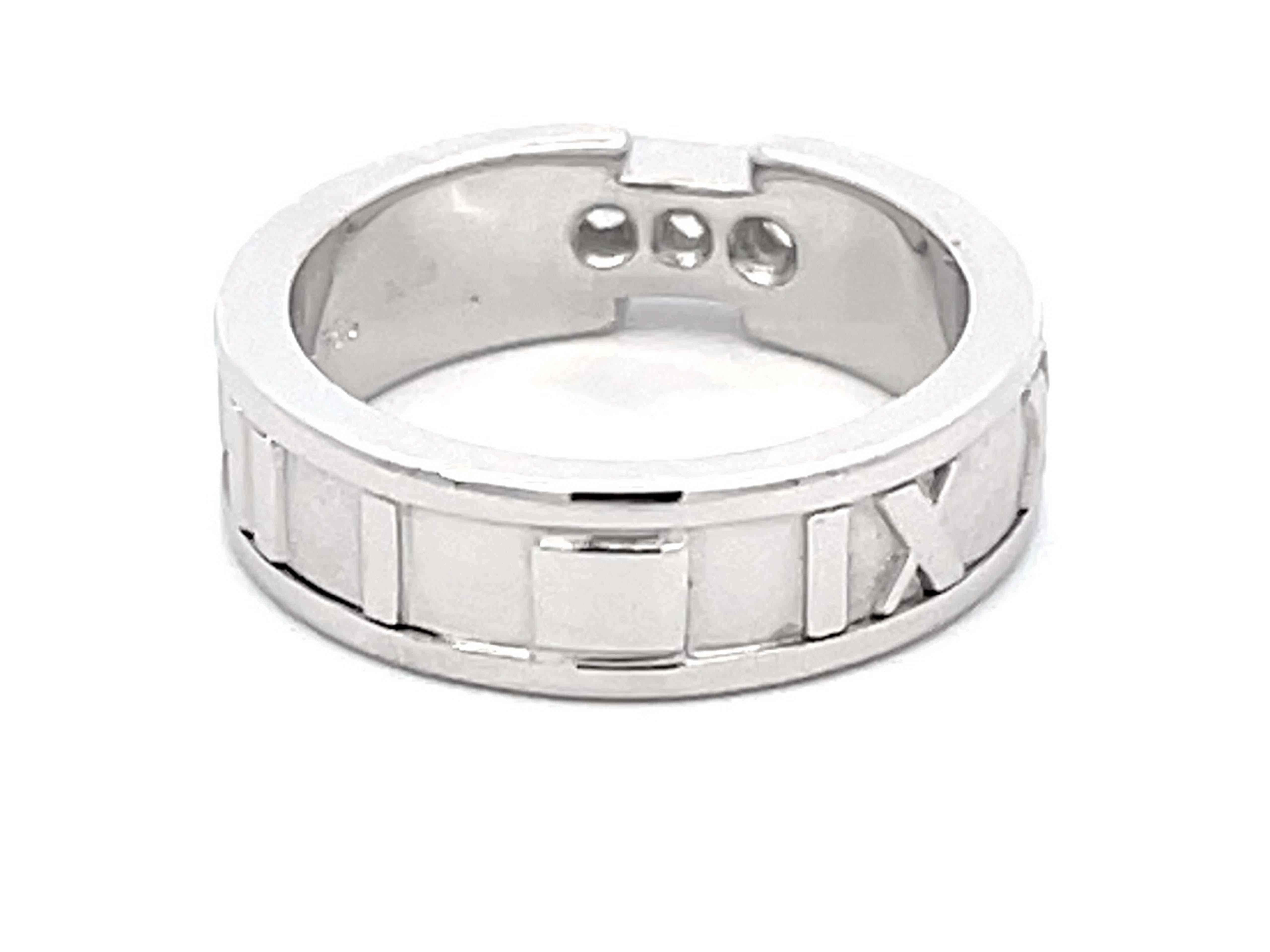 Brilliant Cut Tiffany & Co. Atlas X Diamond Wedding Band Ring in 18k White Gold For Sale