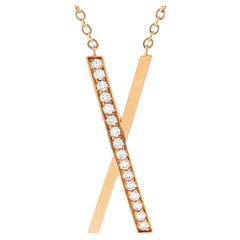 Tiffany & Co. Atlas X Pendant Necklace 18K Rose Gold with Diamonds