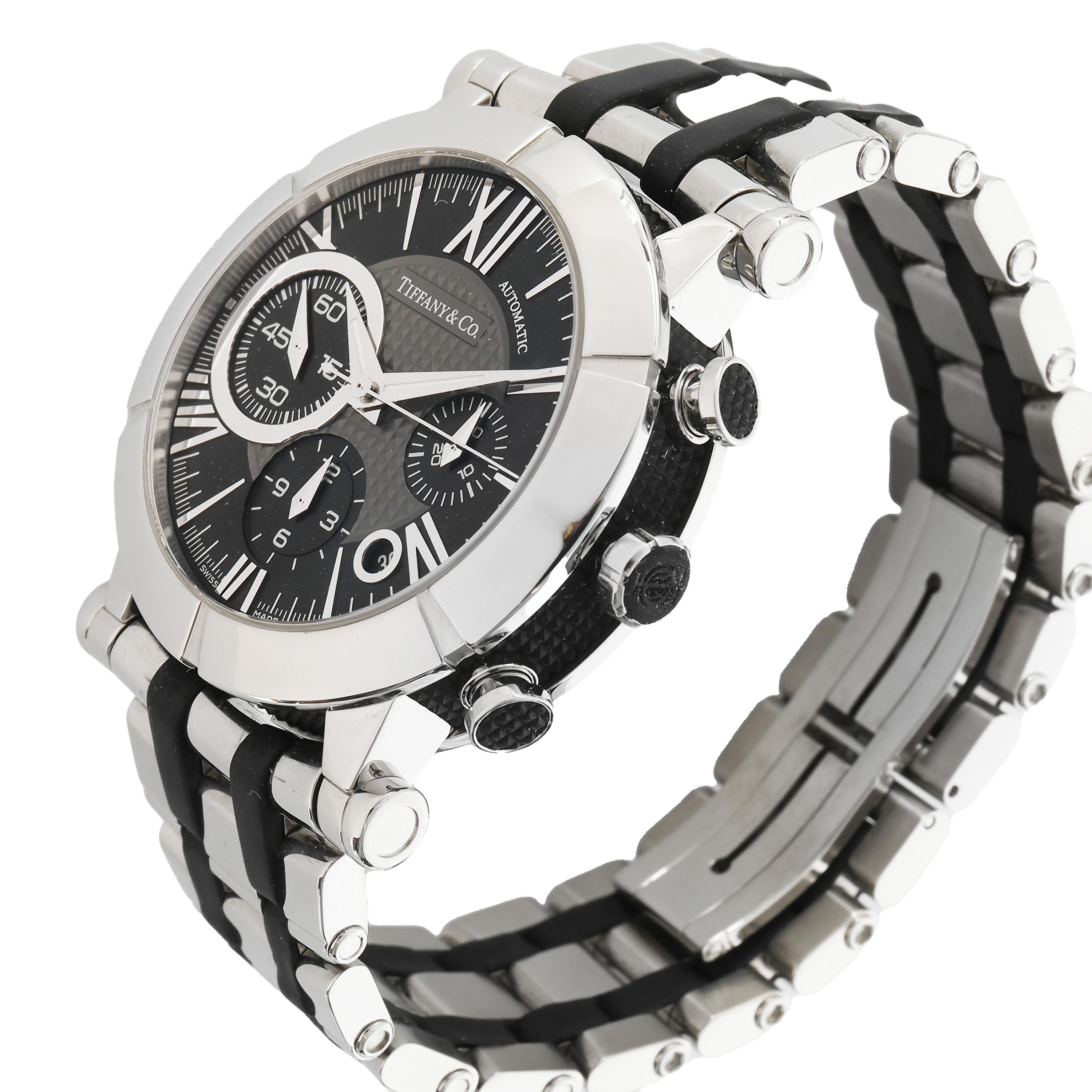 Tiffany & Co. Atlas Z10000.82.12A1 Men's Watch in  SS+Rubber In Excellent Condition In New York, NY