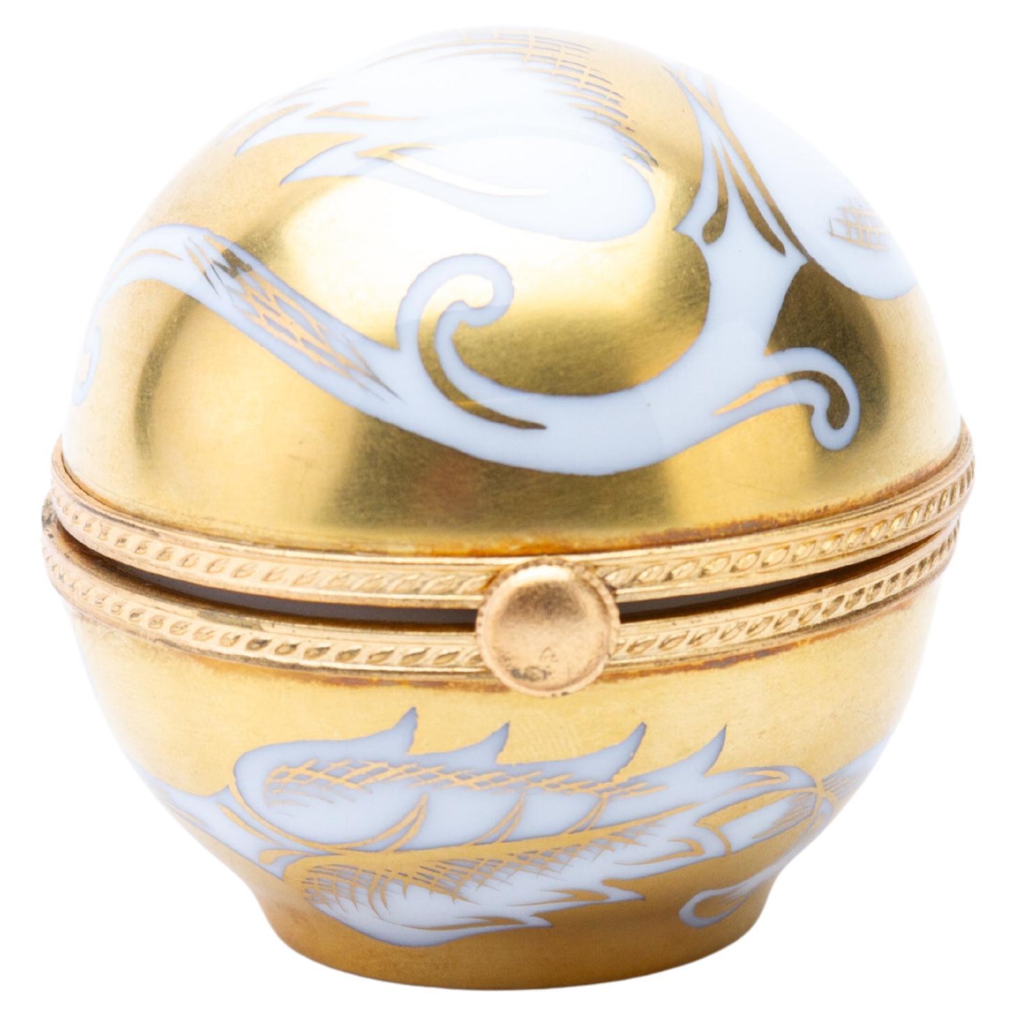 Tiffany & Co. "Aubepine" 24KT Gold Gilt Porcelain Lidded Box For Sale