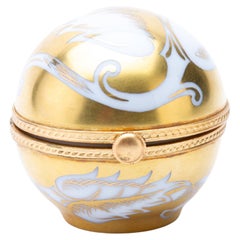 Tiffany & Co. "Aubepine" 24KT Gold Gilt Porcelain Lidded Box