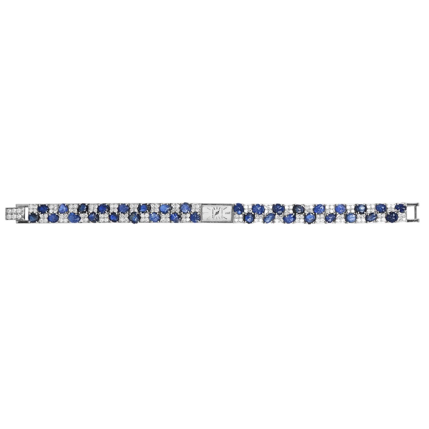 Tiffany & Co. Audemars Piguet Platinum Sapphire Diamond Watch In Excellent Condition For Sale In Miami, FL