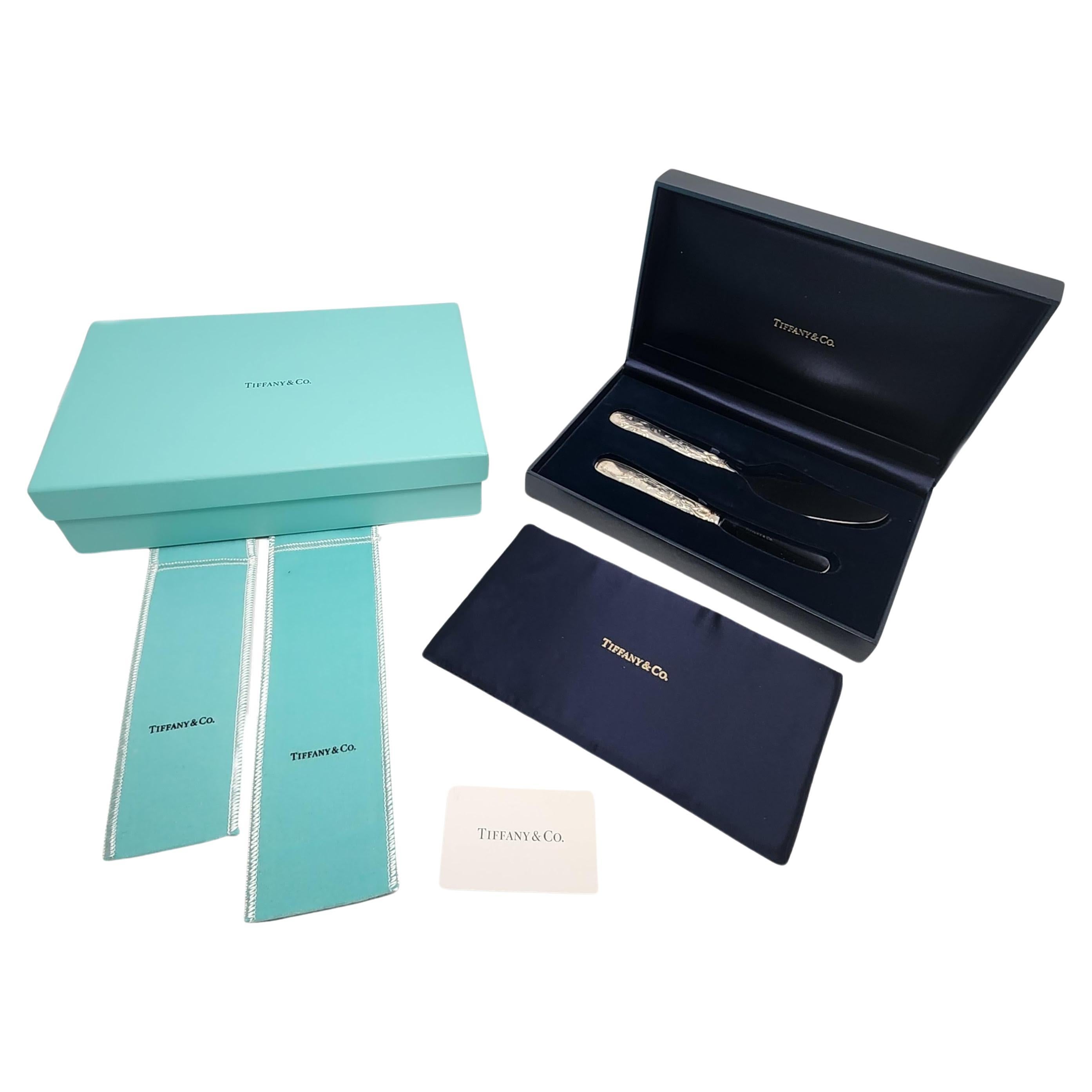 Tiffany & Co Audubon Sterling Cheese and Knife Spreader Set w/Pouches Box #15342
