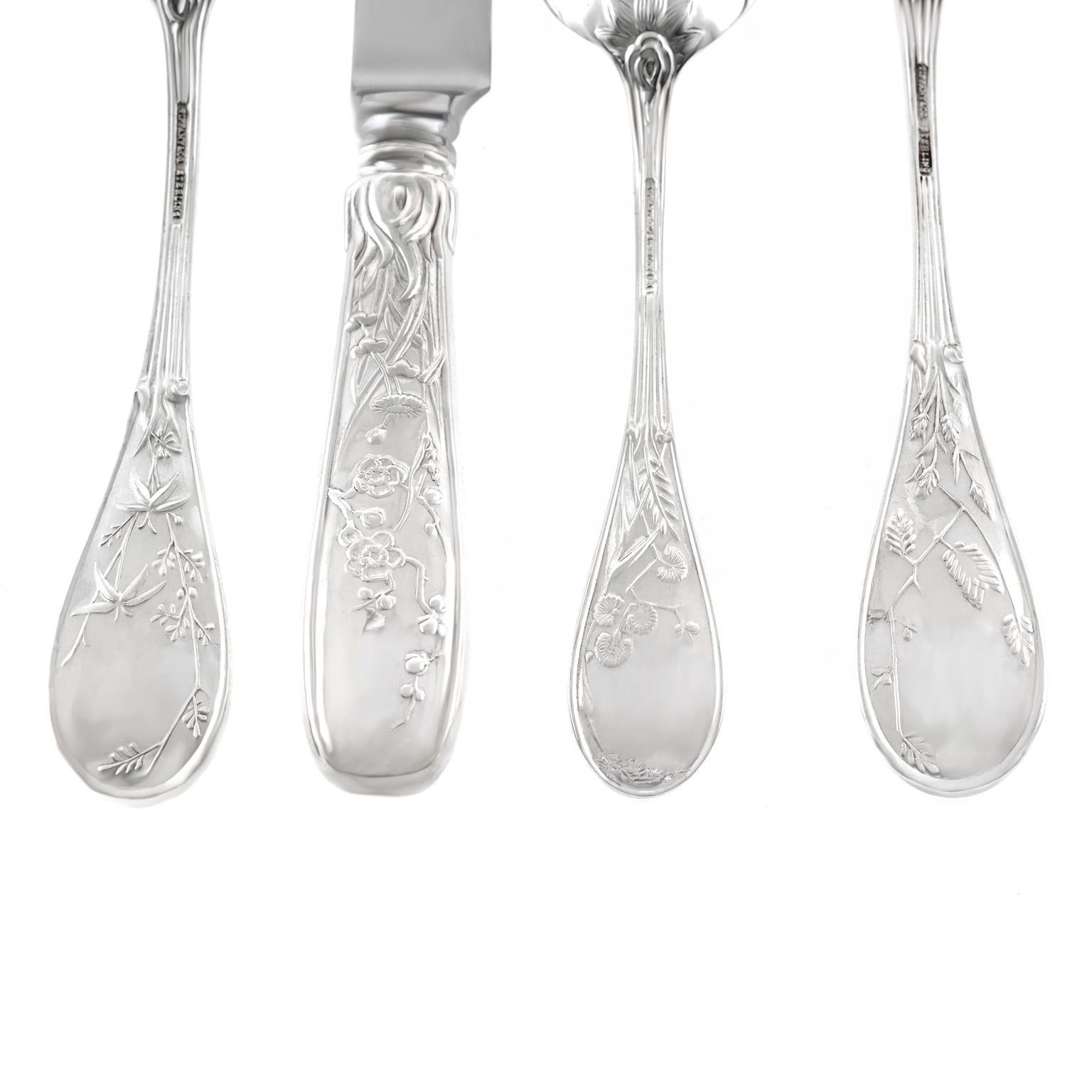Tiffany & Co. Audubon Sterling Flatware for 8 In Excellent Condition In Litchfield, CT