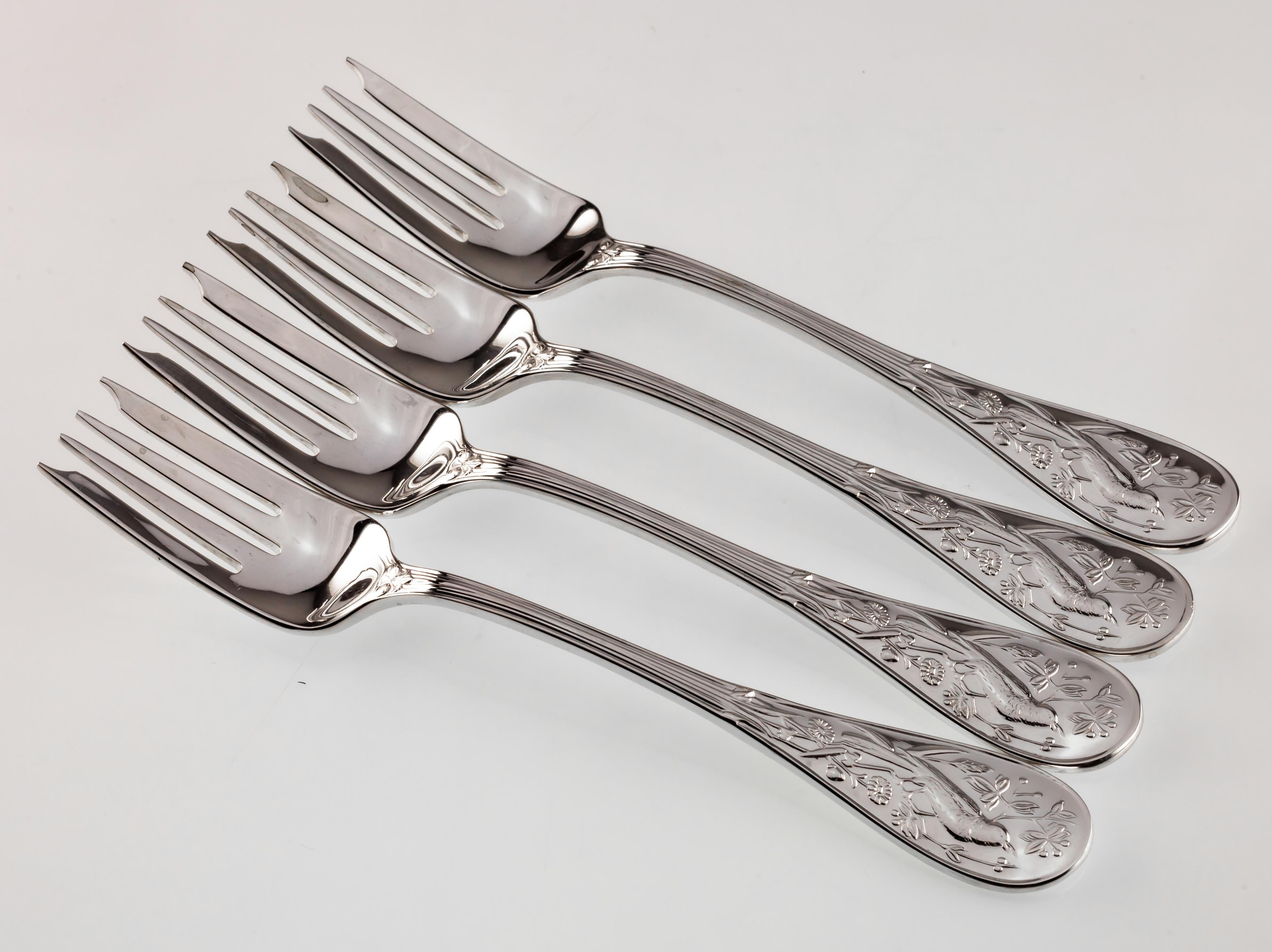 Tiffany & Co. Audubon Sterling Silver Flatware Set 32 Pieces Total Gorgeous! In Good Condition In Sherman Oaks, CA