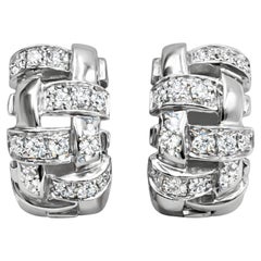 Tiffany & Co. Authentic 18K White Gold Diamond Huggie Earrings