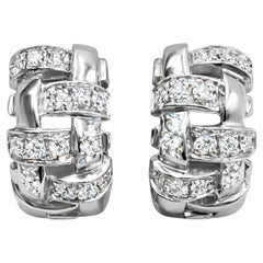 Tiffany & Co. Authentic 18K White Gold Diamond Huggie Earrings