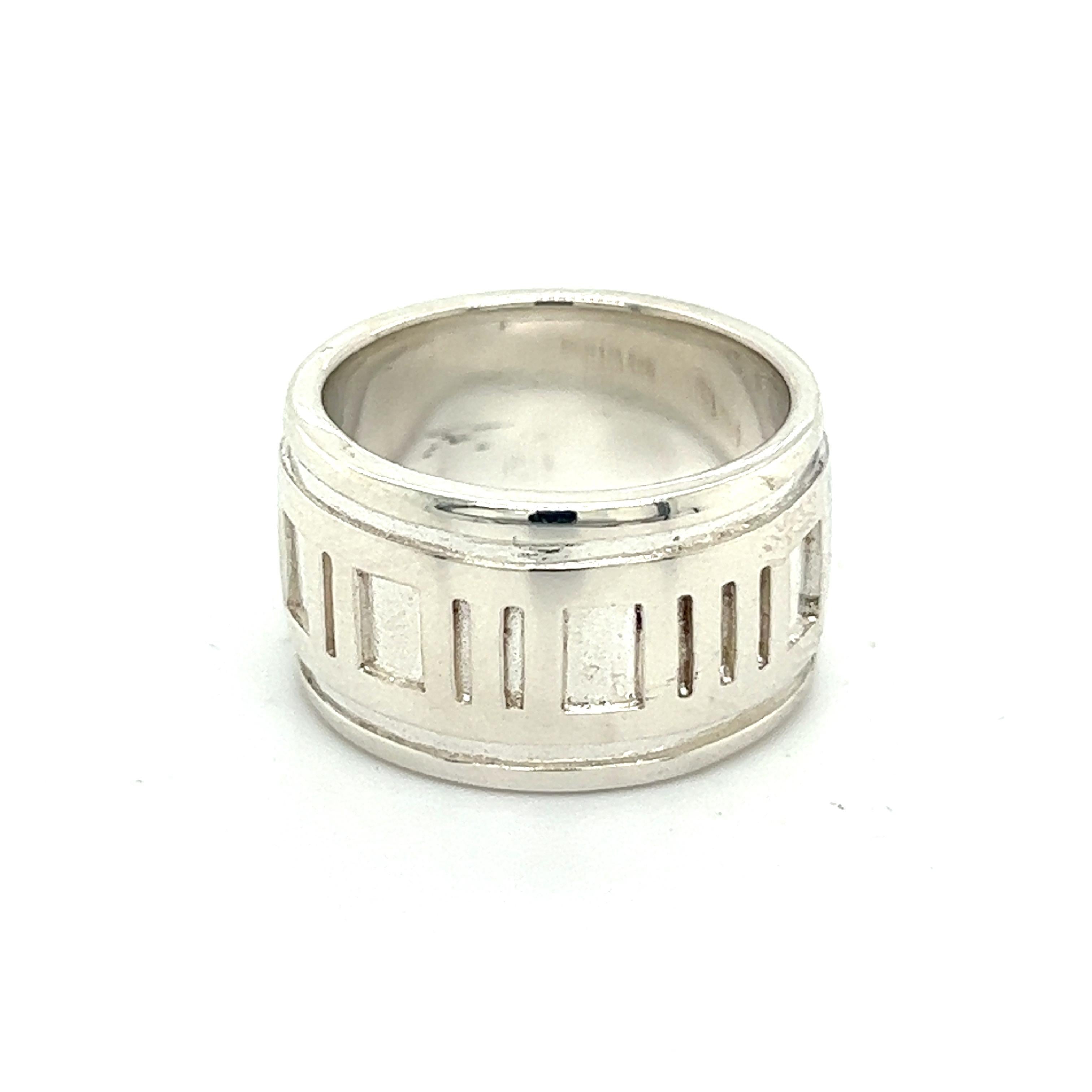Tiffany & Co Authentic Estate Atlas Ring Size 5 Silver 11 mm For Sale 2