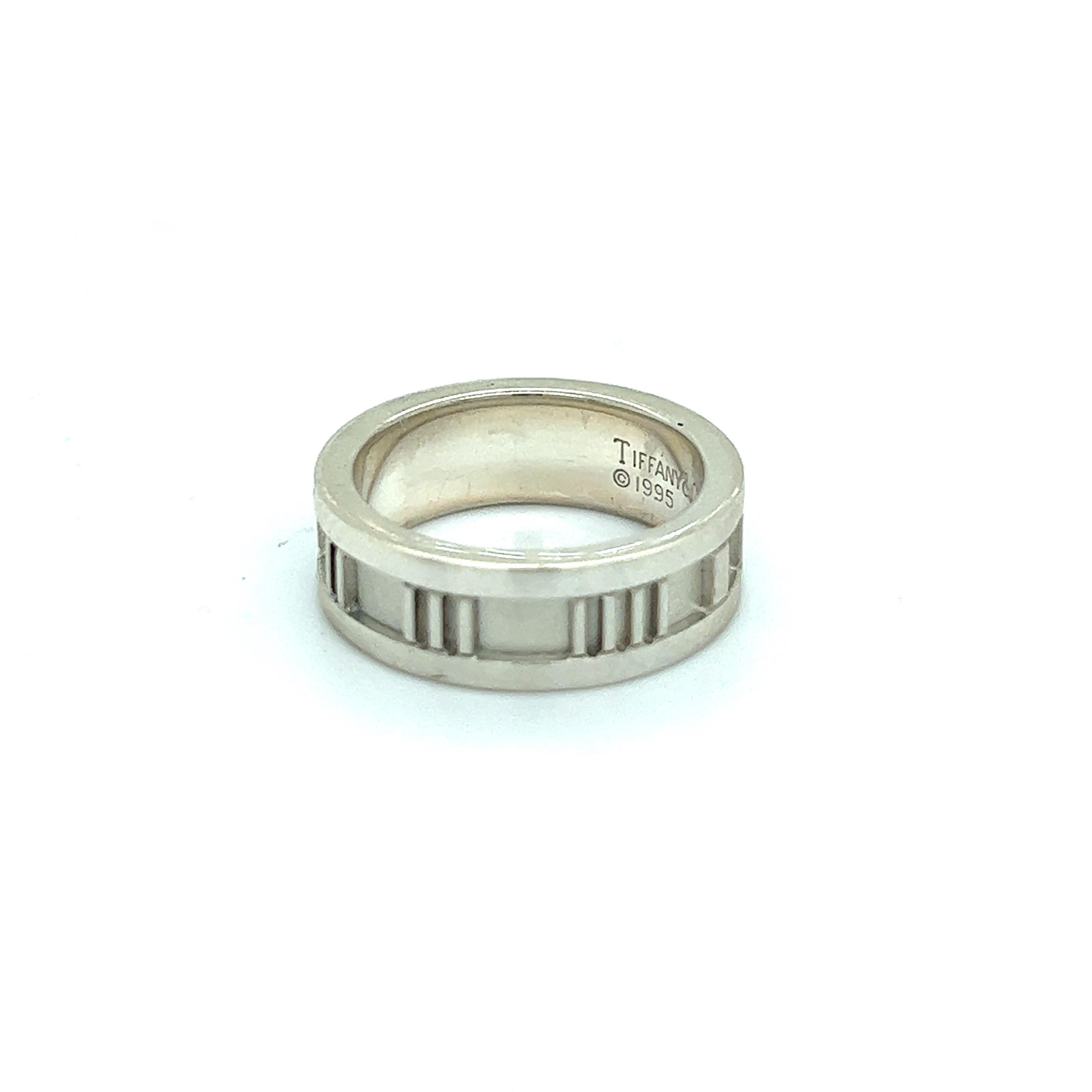 Tiffany & Co Authentic Estate Atlas Ring Taille 6.5 Argent 6 mm  Bon état à Brooklyn, NY