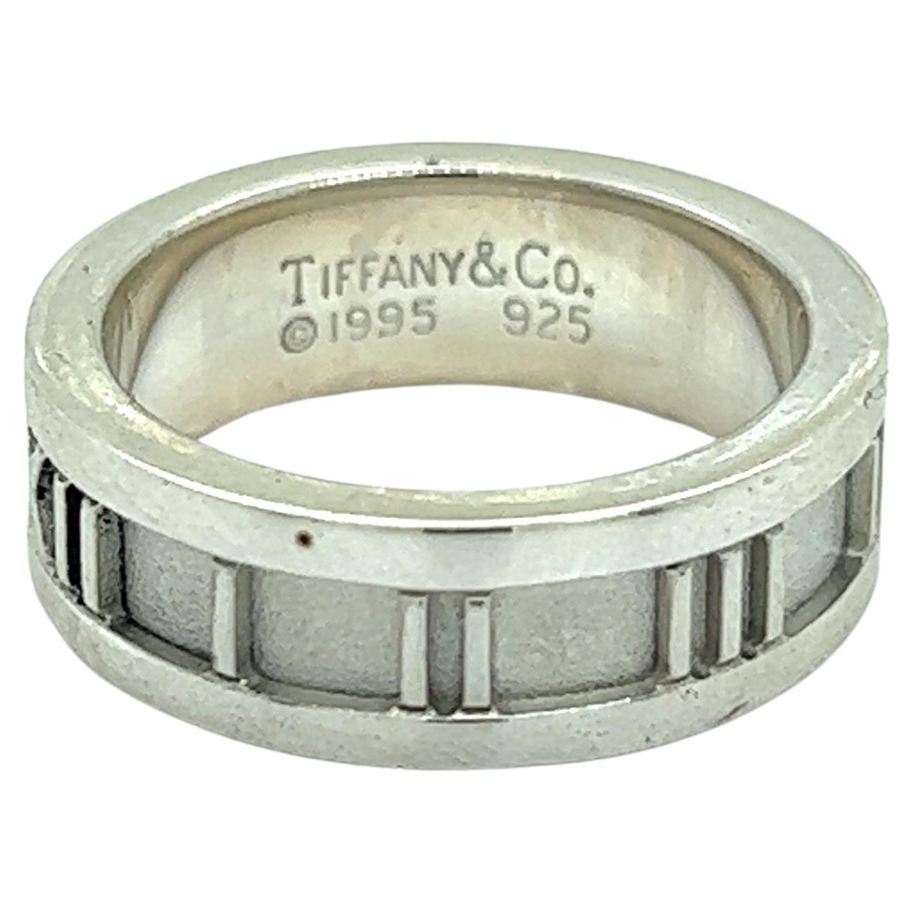 Tiffany & Co Authentic Estate Atlas Ring Taille 6.5 Argent 6 mm 