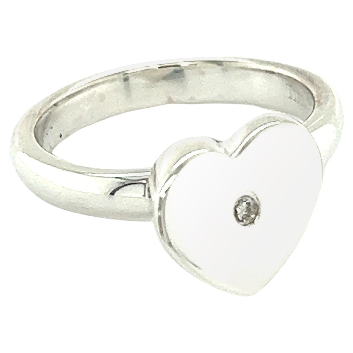 Tiffany & Co. autentico anello con diamante a forma di cuore misura 8,5 Silver