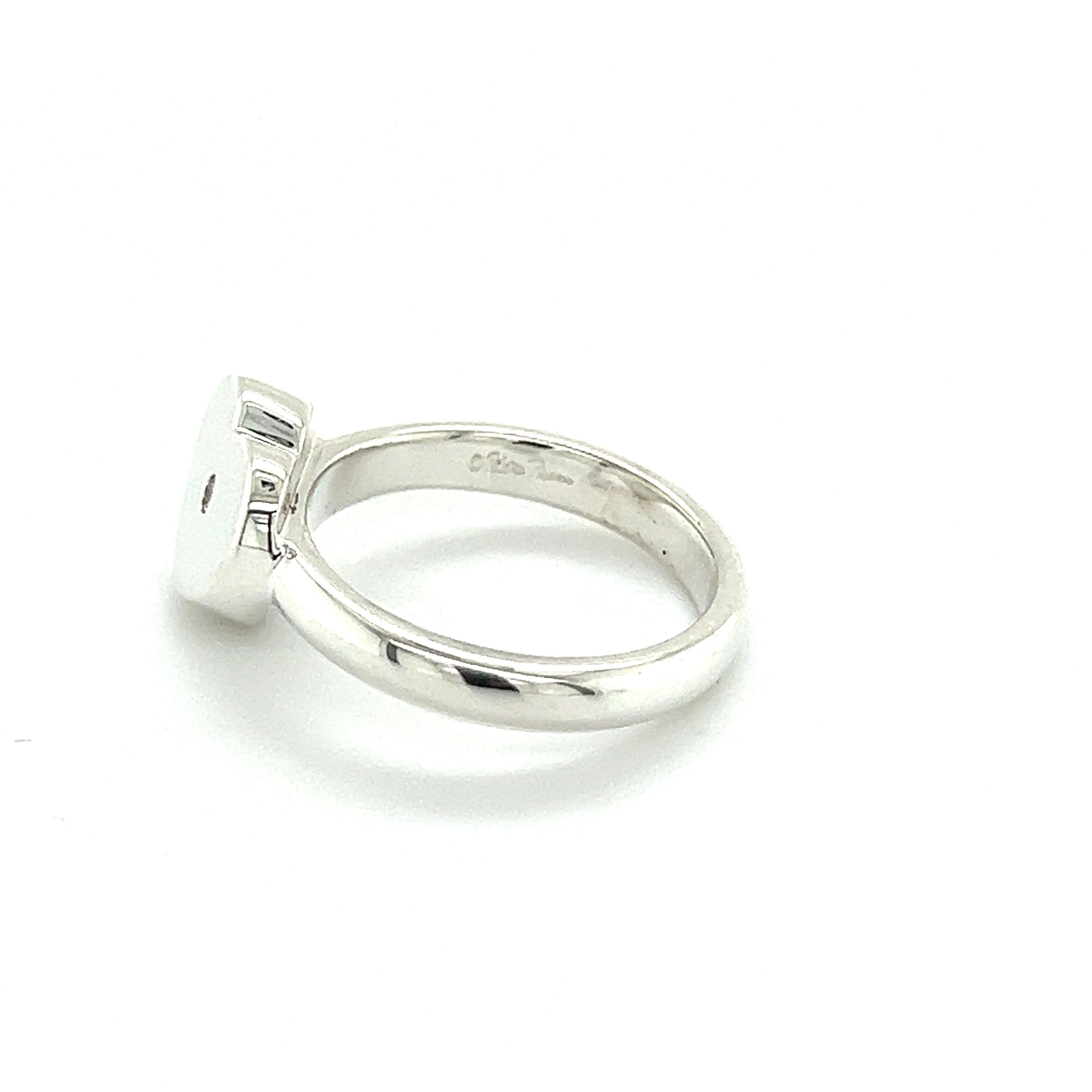 Brilliant Cut Tiffany & Co Authentic Estate Heart Diamond Ring Size 8.5 Silver 