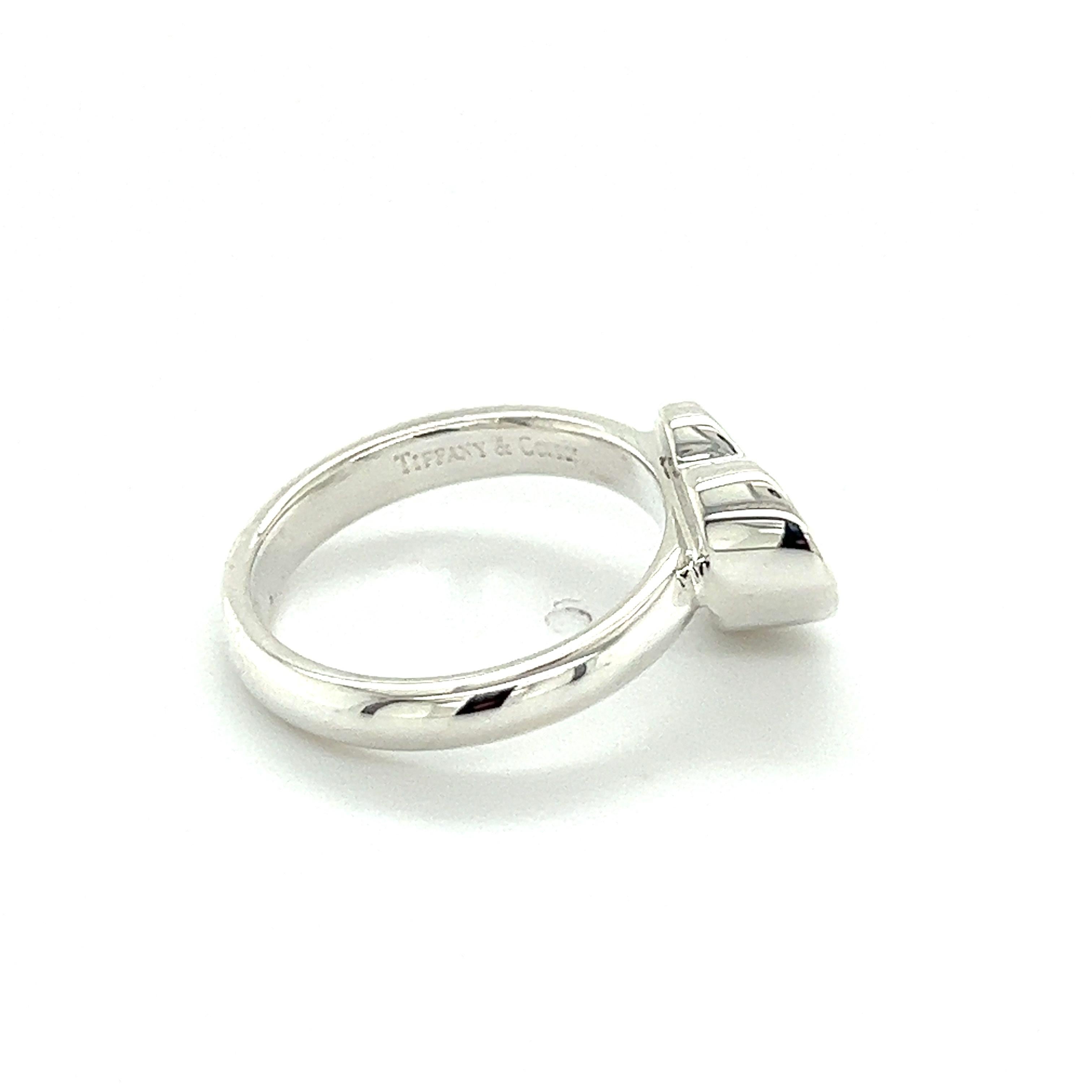 Women's Tiffany & Co Authentic Estate Heart Diamond Ring Size 8.5 Silver 