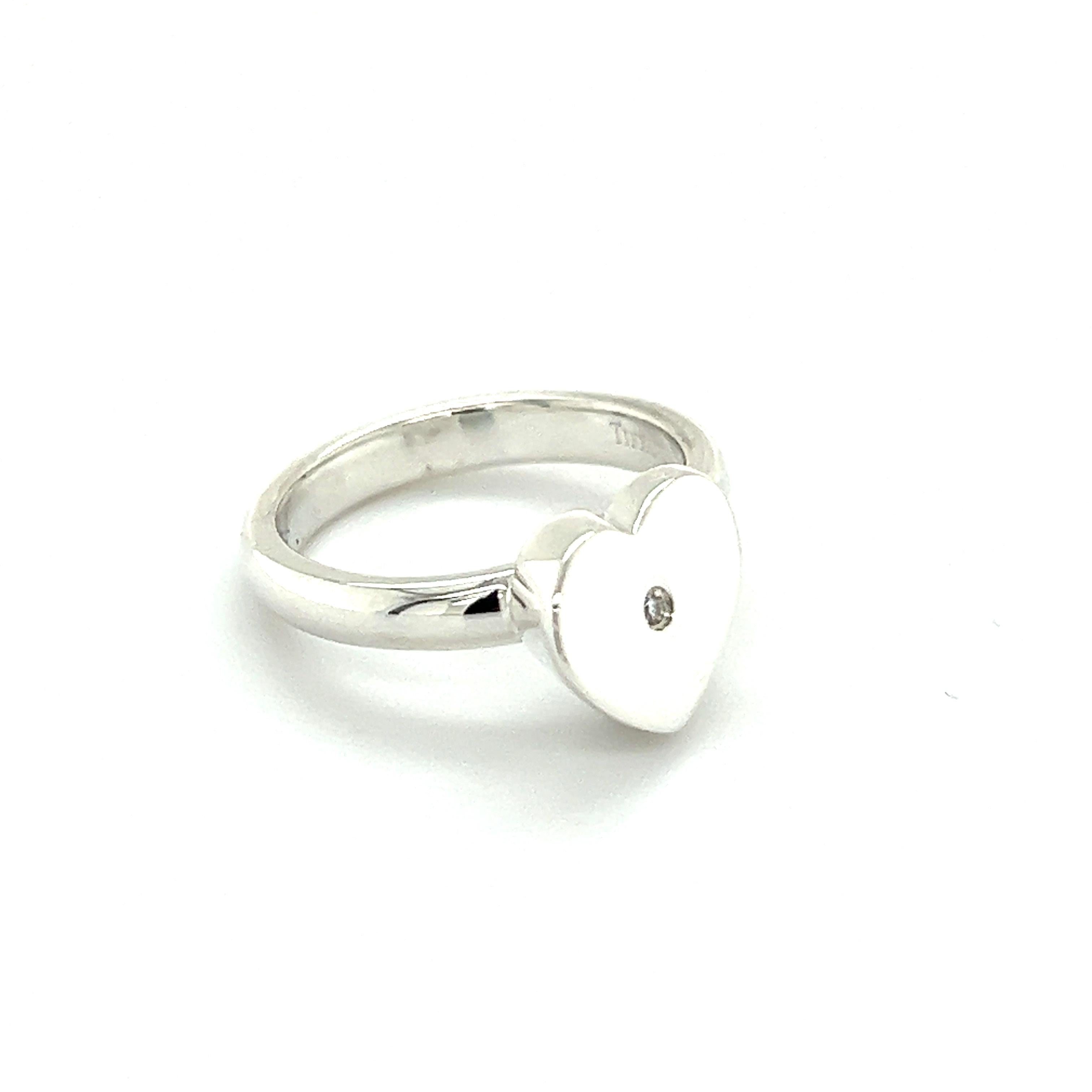 Tiffany & Co Authentic Estate Heart Diamond Ring Size 8.5 Silver  1