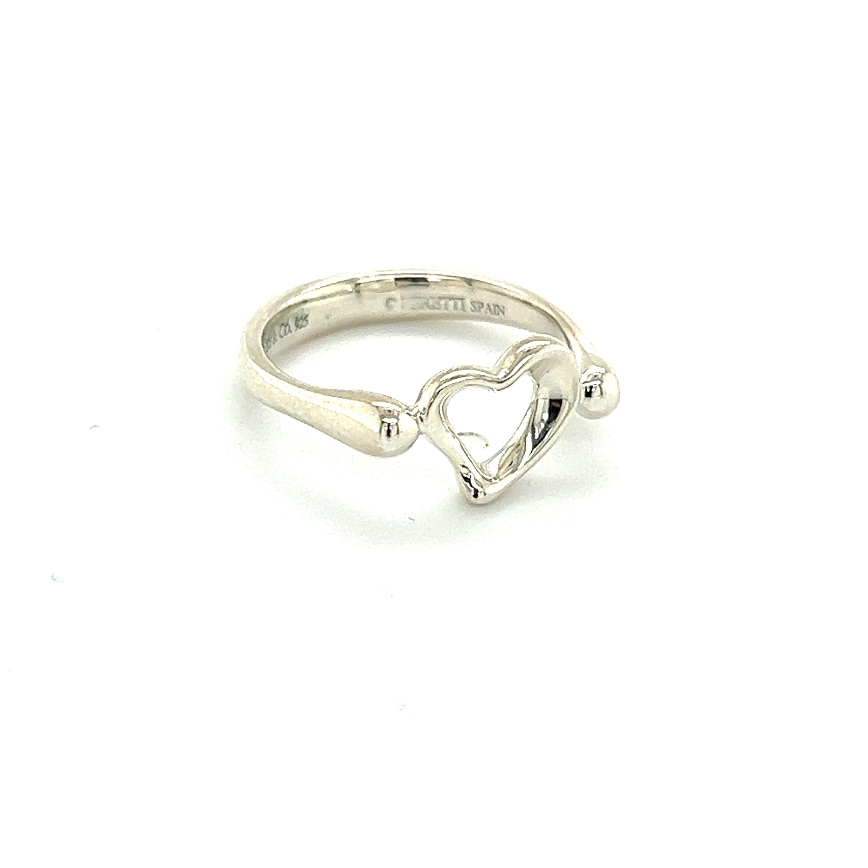 Tiffany & Co Authentischer Nachlass-Herz-Ring aus 5,25 Silber von Elsa Peretti 1