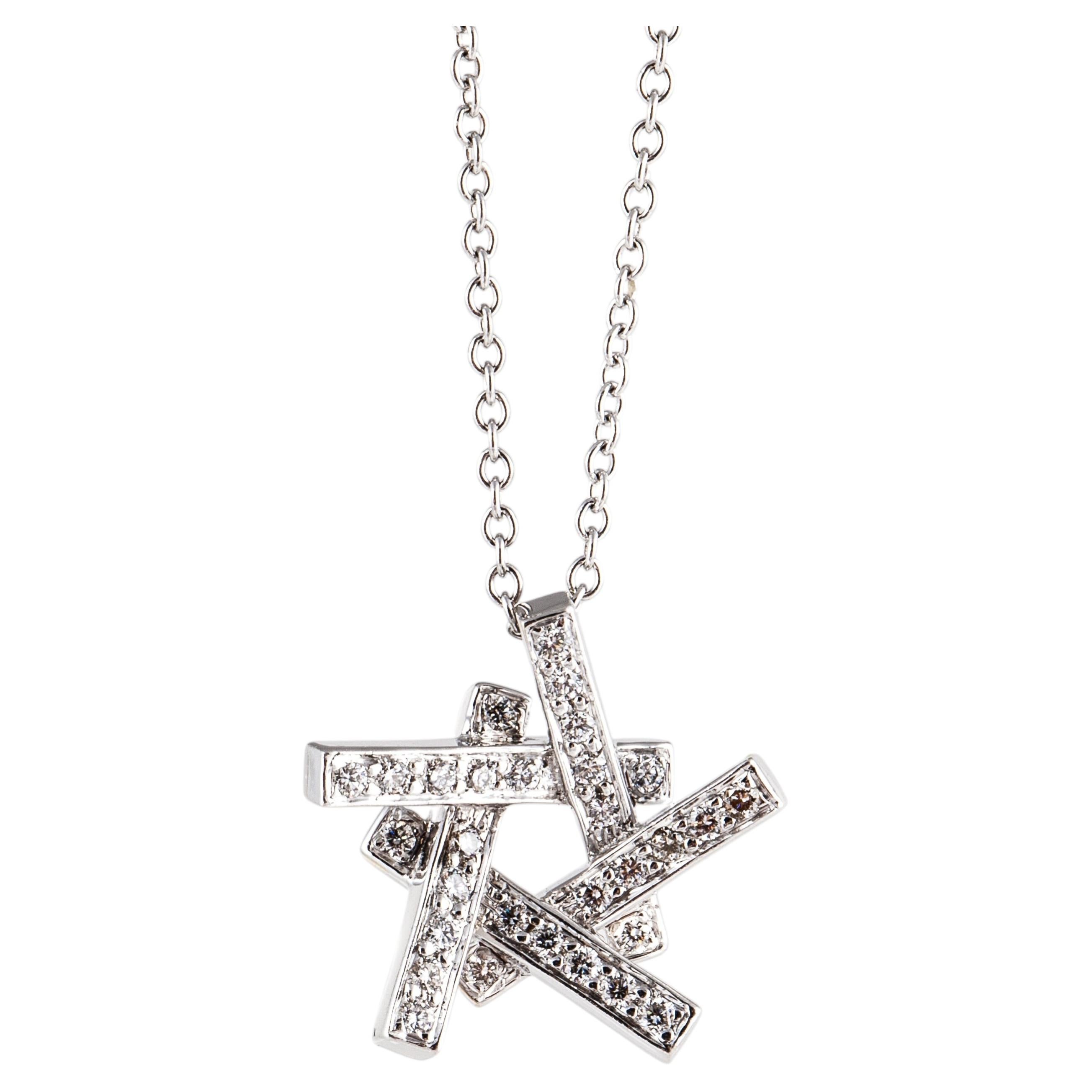 Tiffany & Co. Axis 18K Weißgold Diamant-Anhänger-Halskette im Angebot