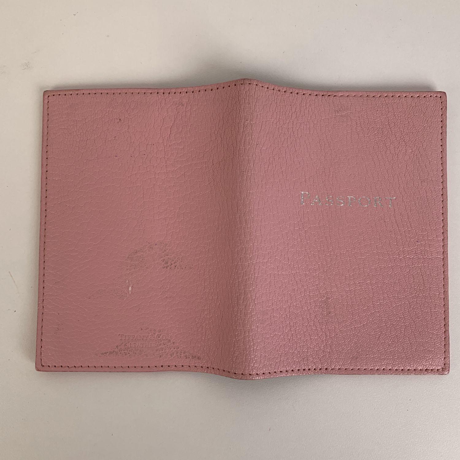 Brown Tiffany & Co. Baby Pink Leather Passport Holder Cover
