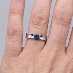Tiffany & Co. Baguette Blue Sapphire 18k White Gold Band Ring