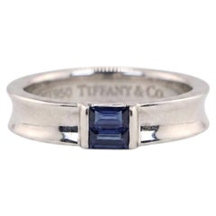 Tiffany & Co. Baguette Blue Sapphire 18k White Gold Band Ring