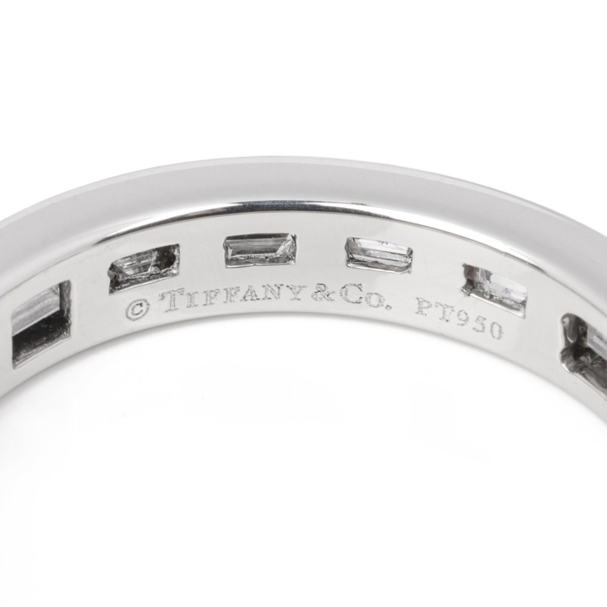 Tiffany & Co. Baguette Cut Diamond Platinum Full Eternity Ring In Excellent Condition For Sale In Bishop's Stortford, Hertfordshire