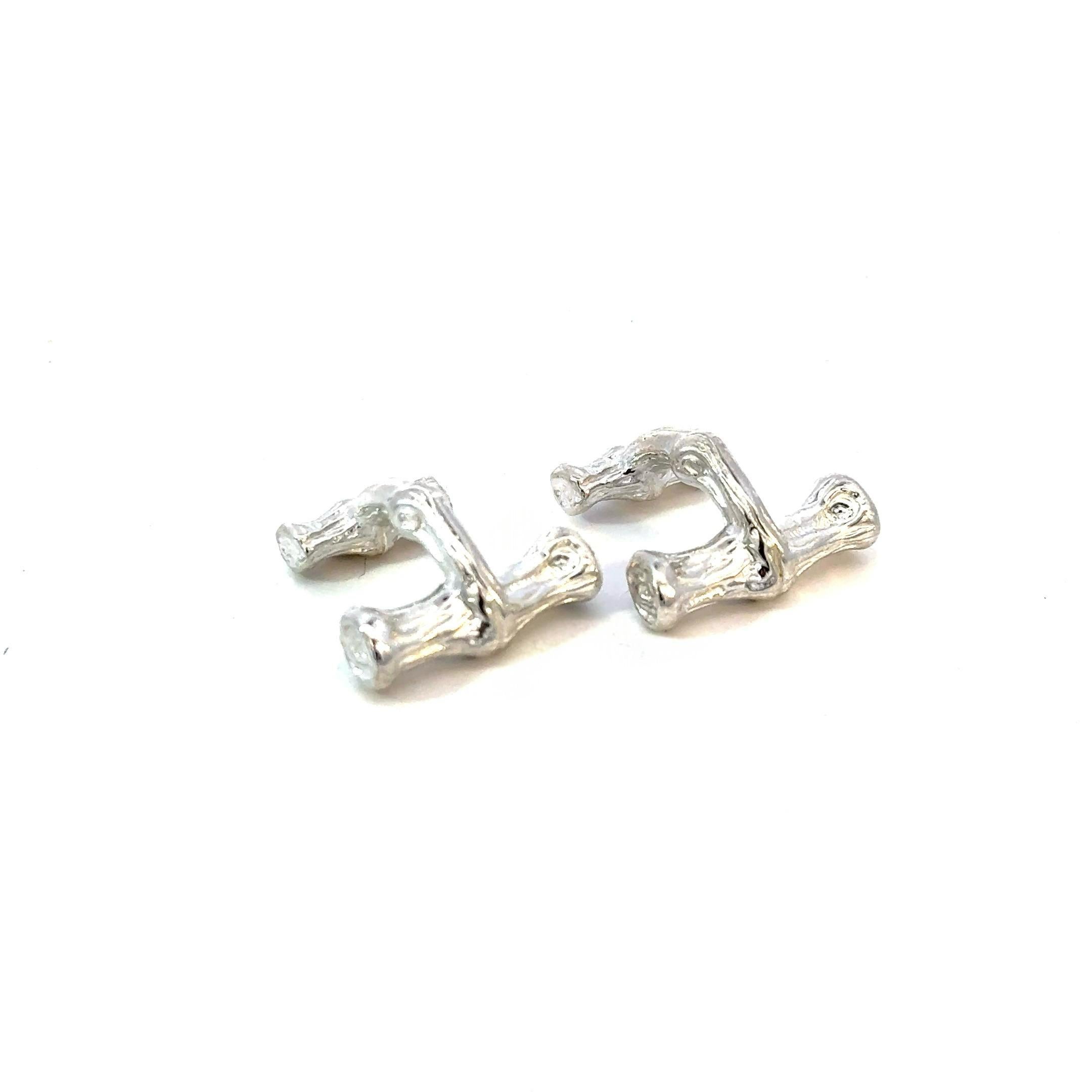 Tiffany & Co Bamboo Cufflinks Sterling Silver 10 Grams Estate In Good Condition For Sale In Brooklyn, NY