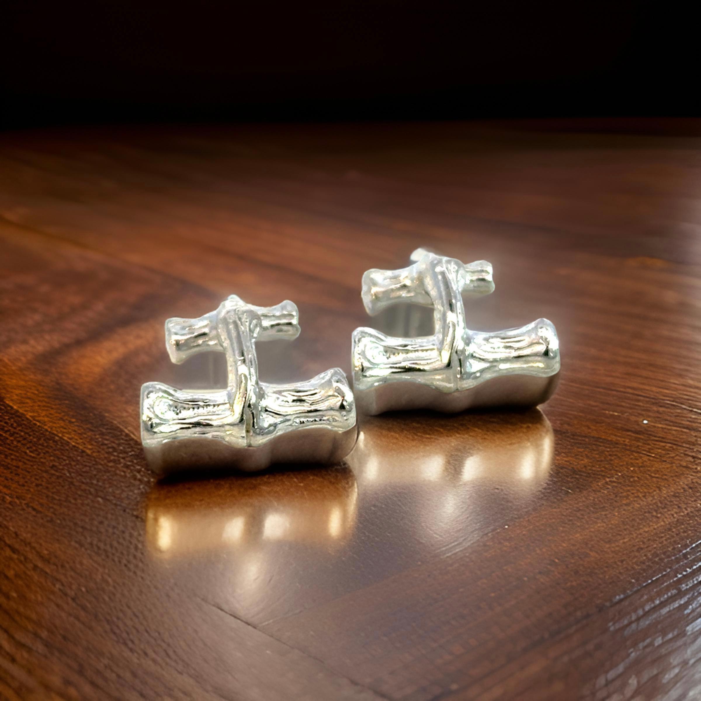 Tiffany & Co Bamboo Cufflinks Sterling Silver 10 Grams Estate For Sale 4