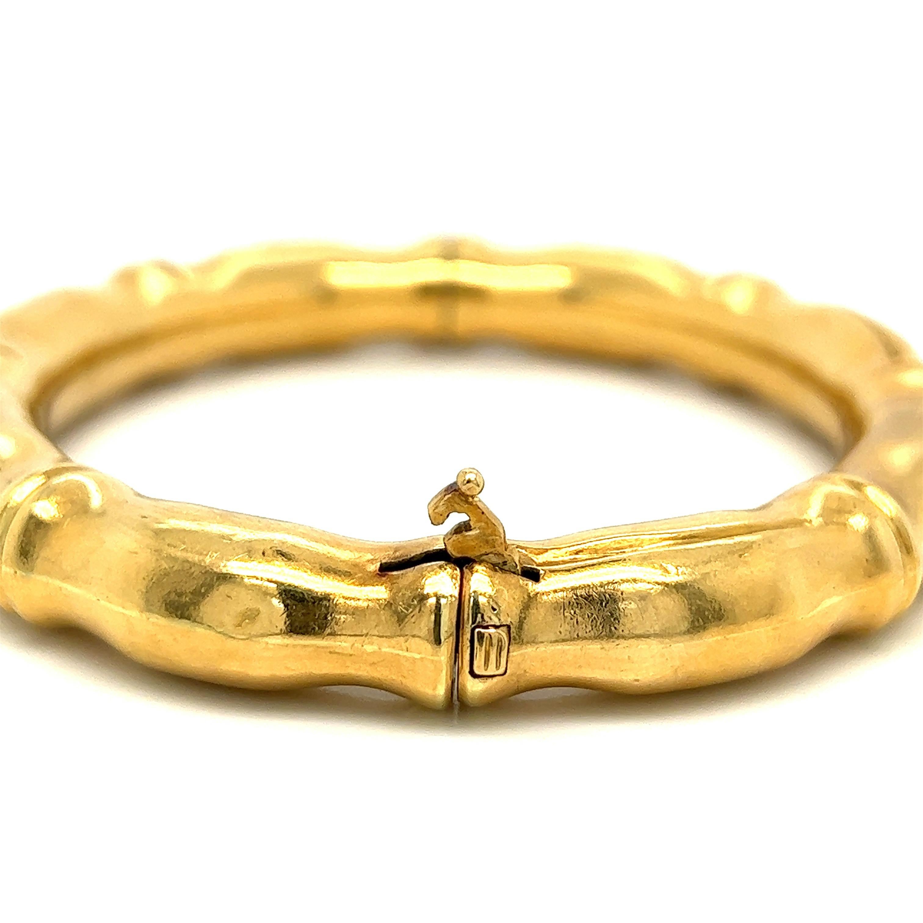 Tiffany & Co. Bamboo Gold Bangle Bracelet In Excellent Condition For Sale In New York, NY