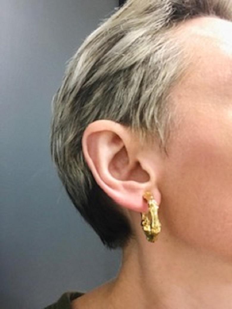 Tiffany & Co. Bamboo Hoop Earrings 18k Gold 6
