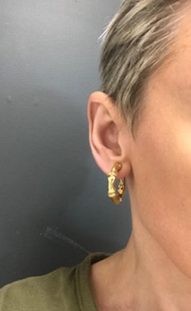 Tiffany & Co. Bamboo Hoop Earrings 18k Gold 7