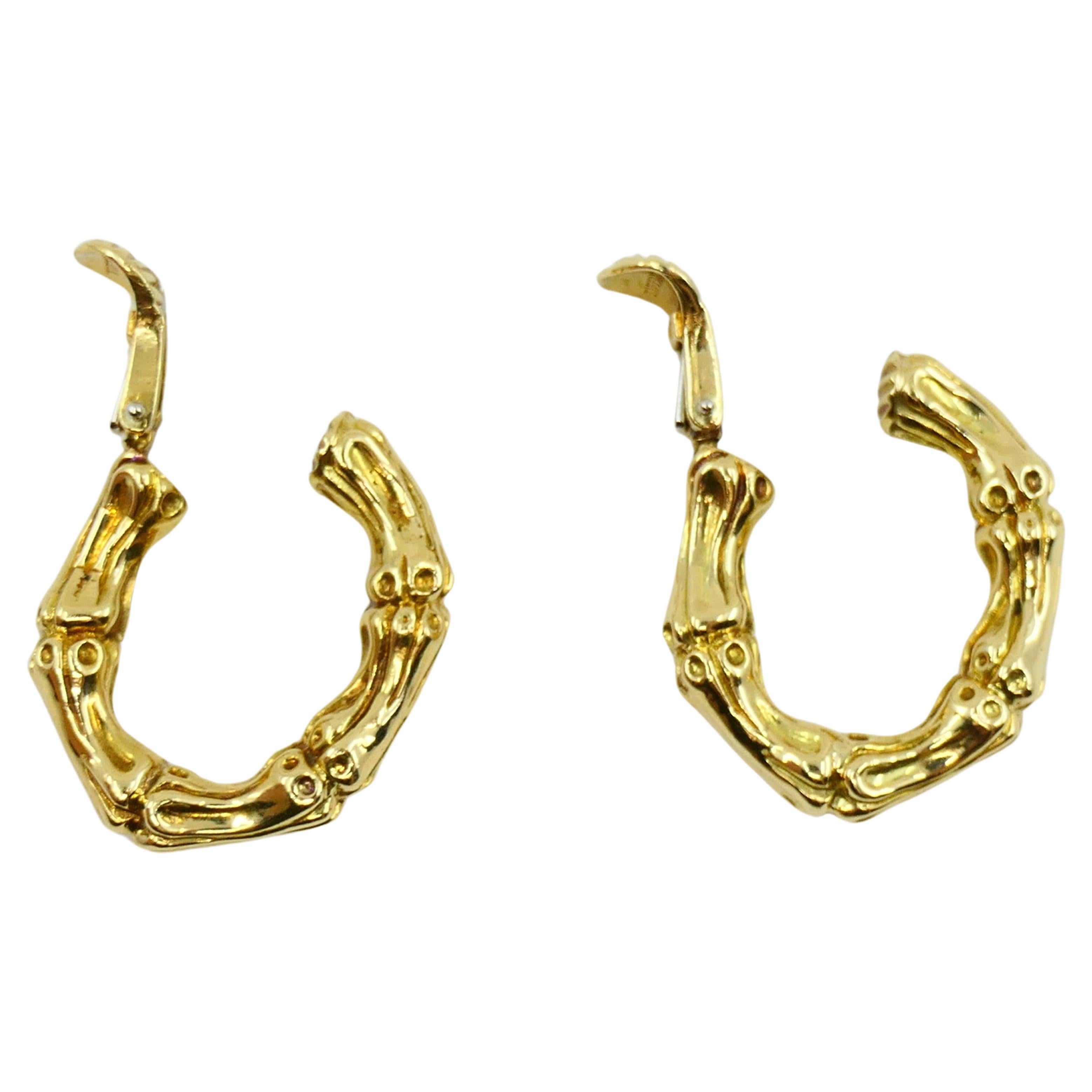 Tiffany & Co. Bamboo Hoop Earrings 18k Gold 3