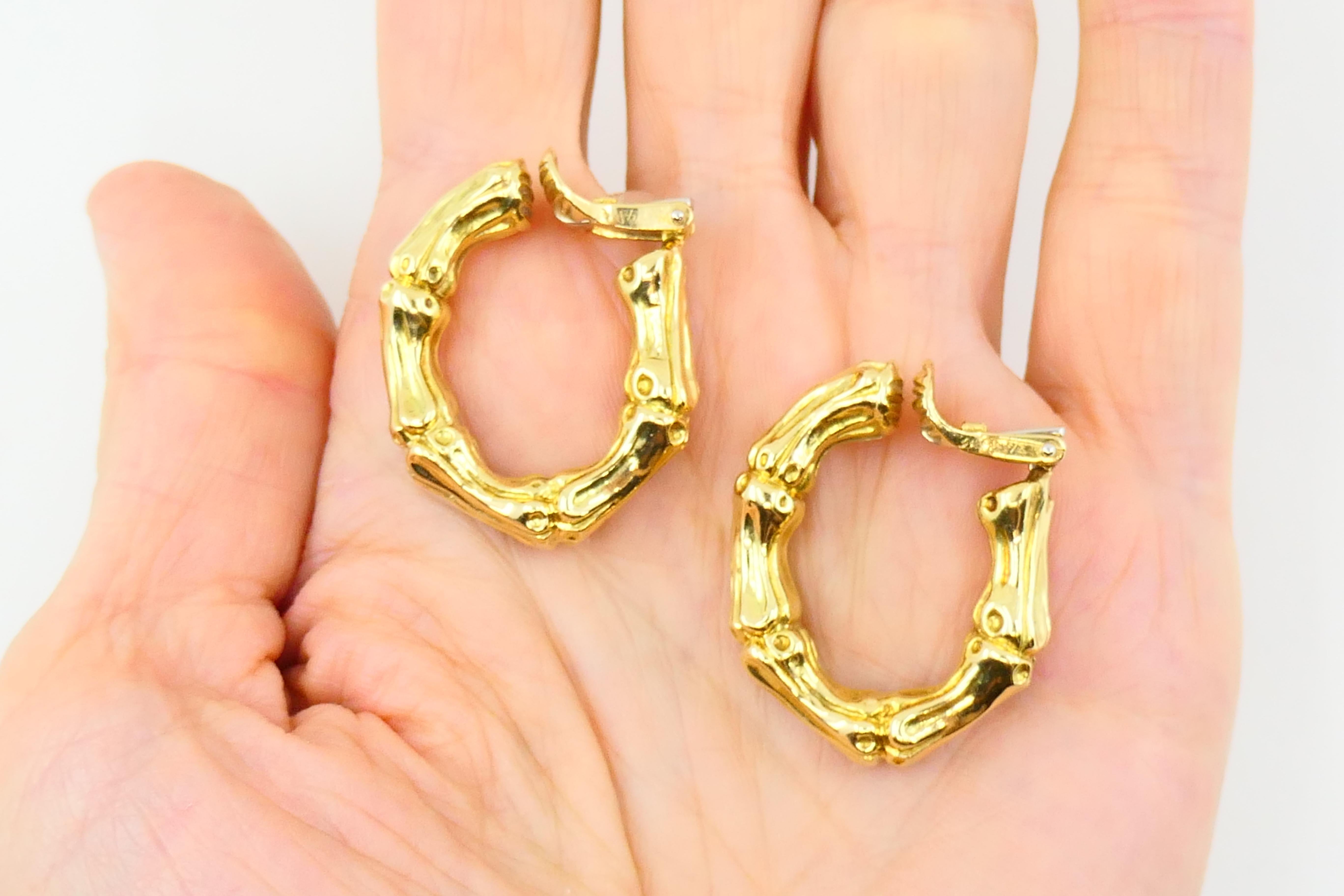 Tiffany & Co. Bamboo Hoop Earrings 18k Gold 5