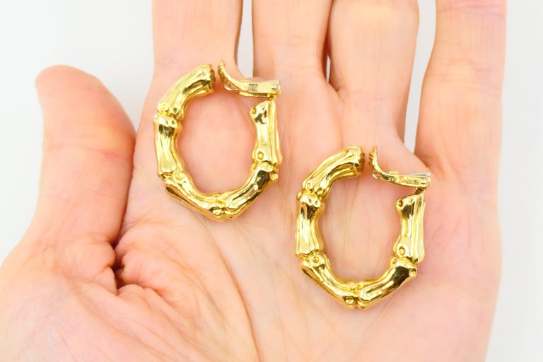 Tiffany and Co. Bamboo Hoop Earrings 18k Gold at 1stDibs