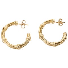 Tiffany & Co. Bamboo Textured 18K Yellow Gold Hoop Earrings
