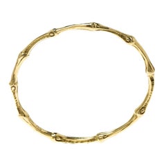 Tiffany & Co. Bamboo Textured 18k Yellow Gold Oval Bangle Bracelet