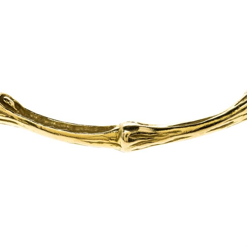 Contemporary Tiffany & Co. Bamboo Textured 18k Yellow Gold Oval Bangle Bracelet