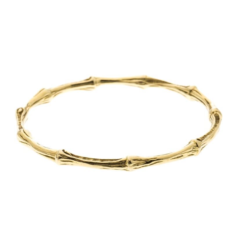 Tiffany & Co. Bamboo Textured 18k Yellow Gold Oval Bangle Bracelet