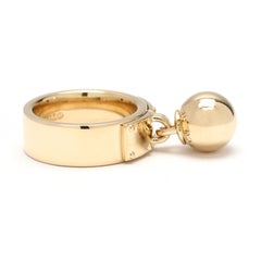 Tiffany & Co Band Ring with Bead Dangle, 18k Yellow Gold, Ring Size 4.75