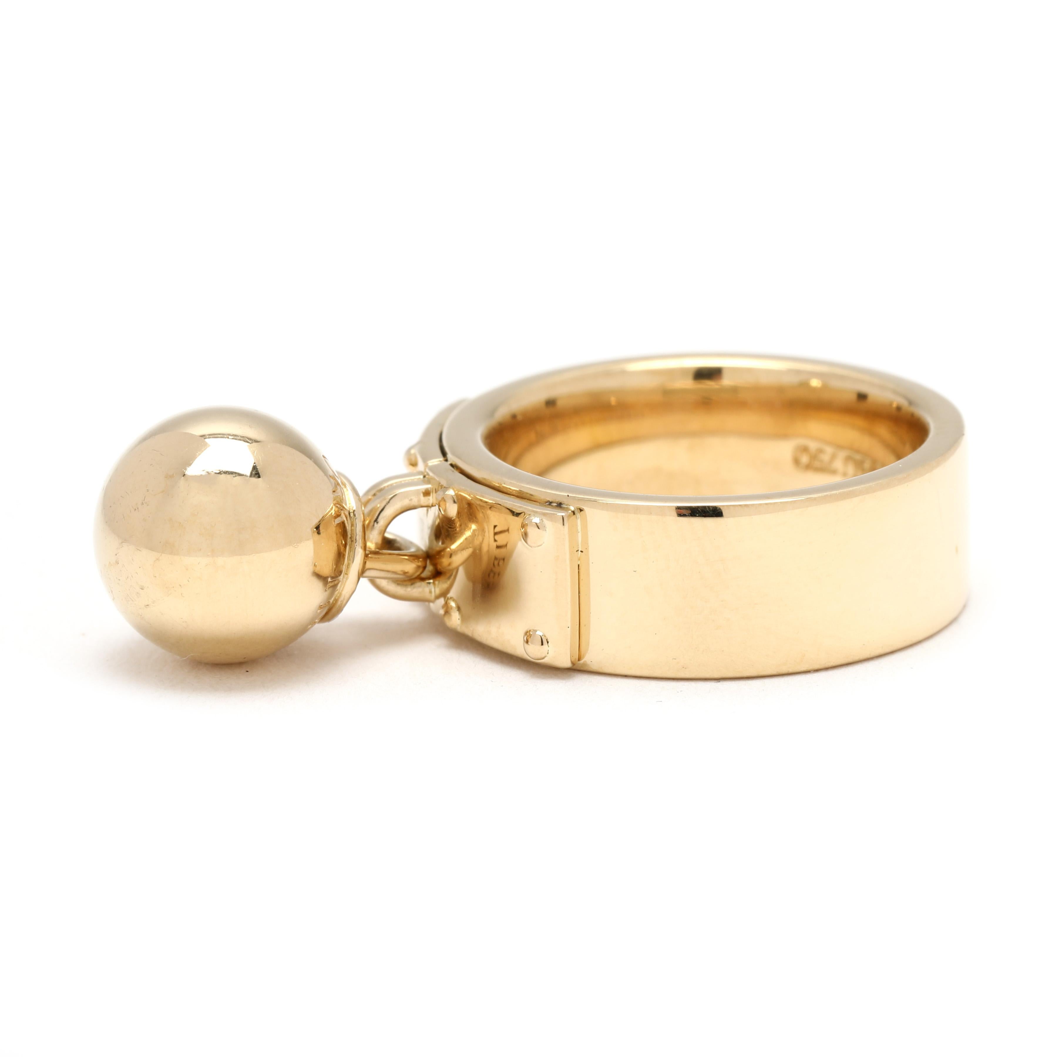 da uomo o donna Anello a fascia con perline penzolanti di Tiffany & Co. in oro giallo 18 carati, misura 4.75 in vendita