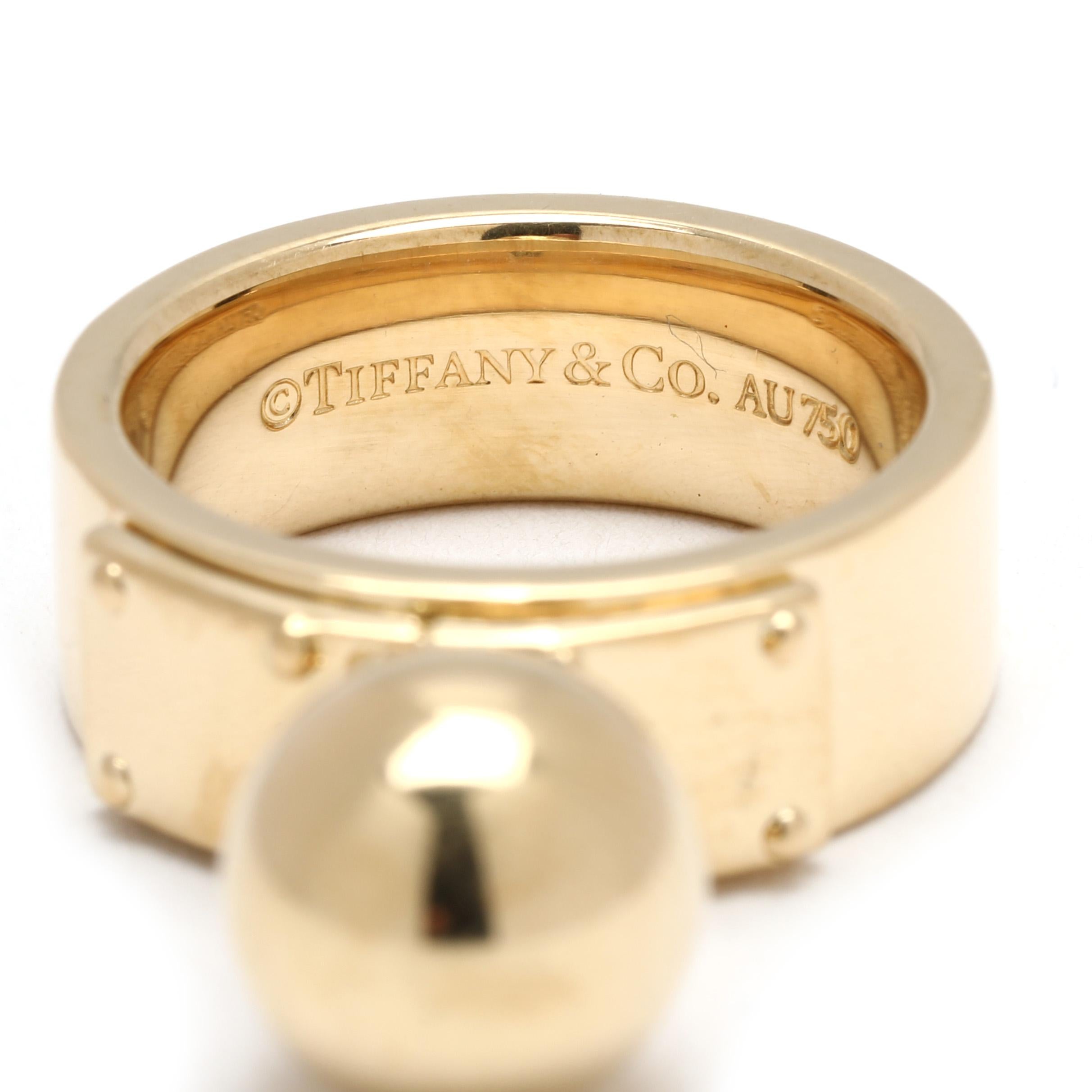 Anello a fascia con perline penzolanti di Tiffany & Co. in oro giallo 18 carati, misura 4.75 in vendita 1