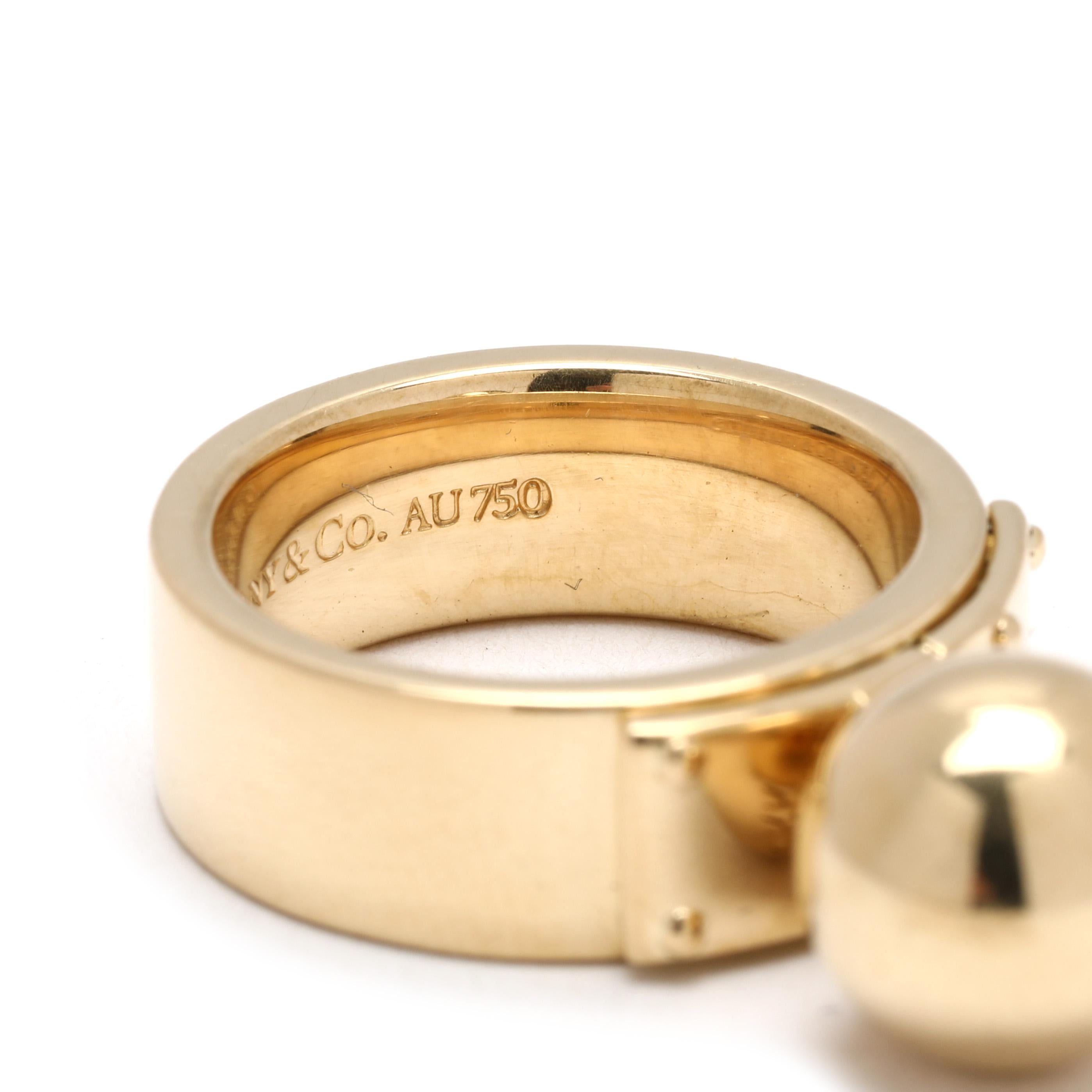 Anello a fascia con perline penzolanti di Tiffany & Co. in oro giallo 18 carati, misura 4.75 in vendita 2