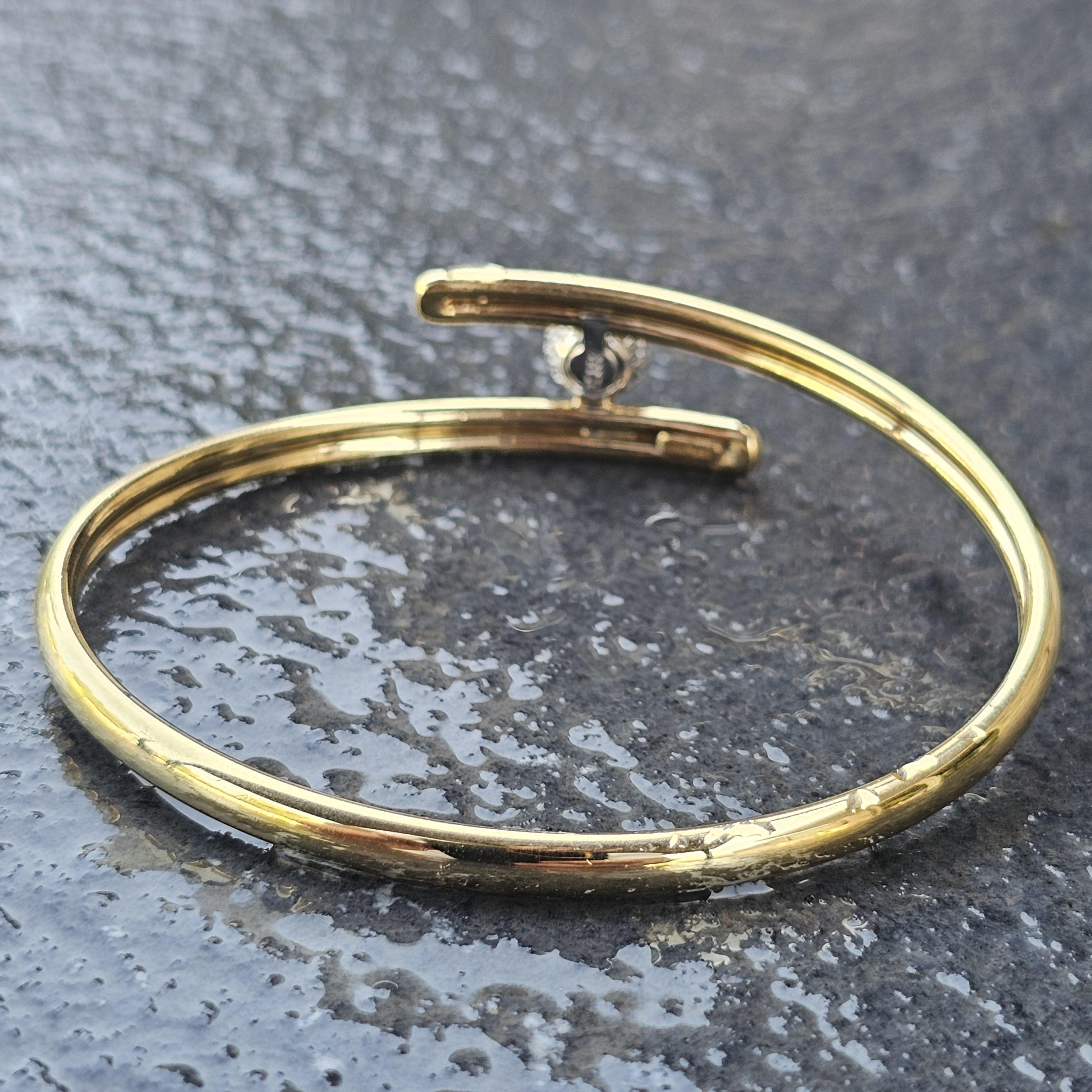 Tiffany & Co. Bracelet Bangle Or Jaune 18k Platine Diamant Pave 19.8g Pour femmes en vente