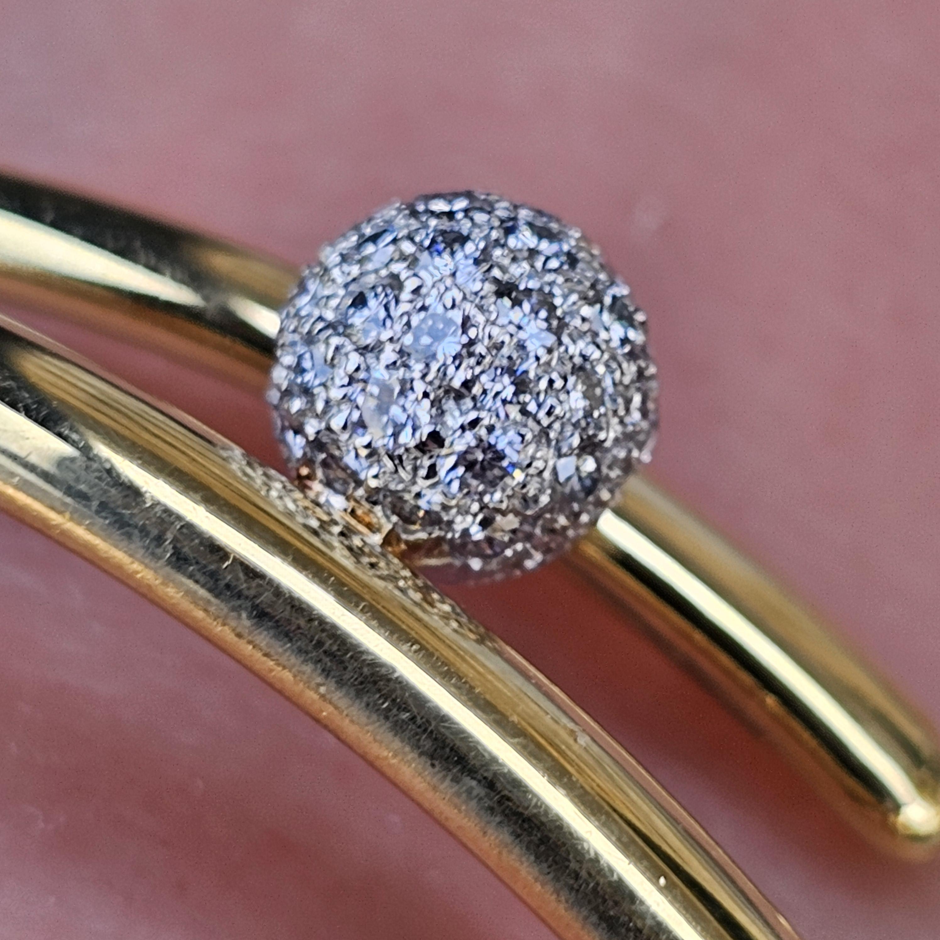 Tiffany & Co. Bracelet Bangle Or Jaune 18k Platine Diamant Pave 19.8g en vente 1