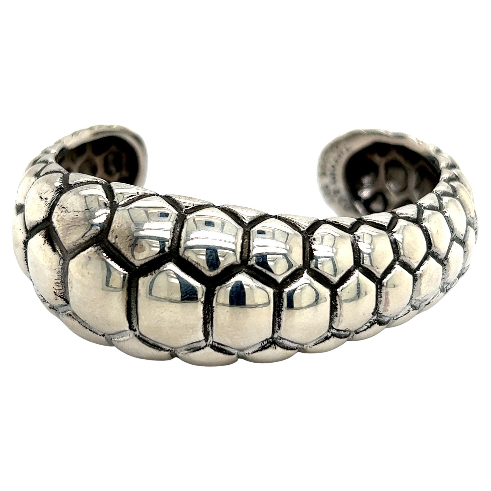Tiffany & Co Bangle Bracelet 7.5" Medium Beehive Design Sterling Silver Estate For Sale