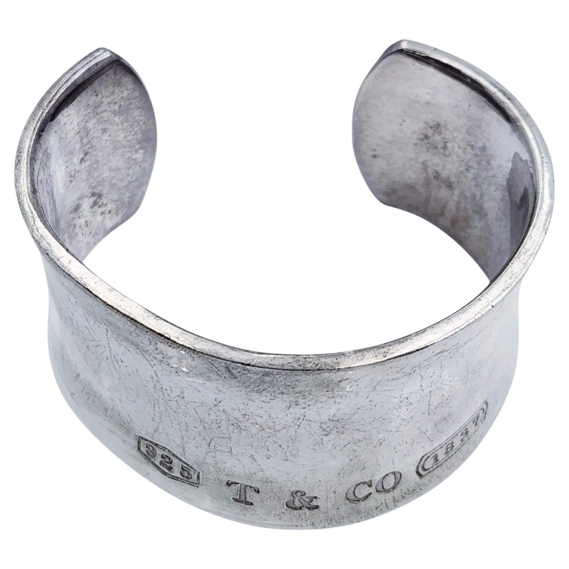 Tiffany & Co. Wide Cut Silver Bangle Bracelet, 73.6g, Women's Jewelry