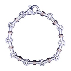 Tiffany & Co. Bar Link Chain Bracelet in Silver & Yellow Gold