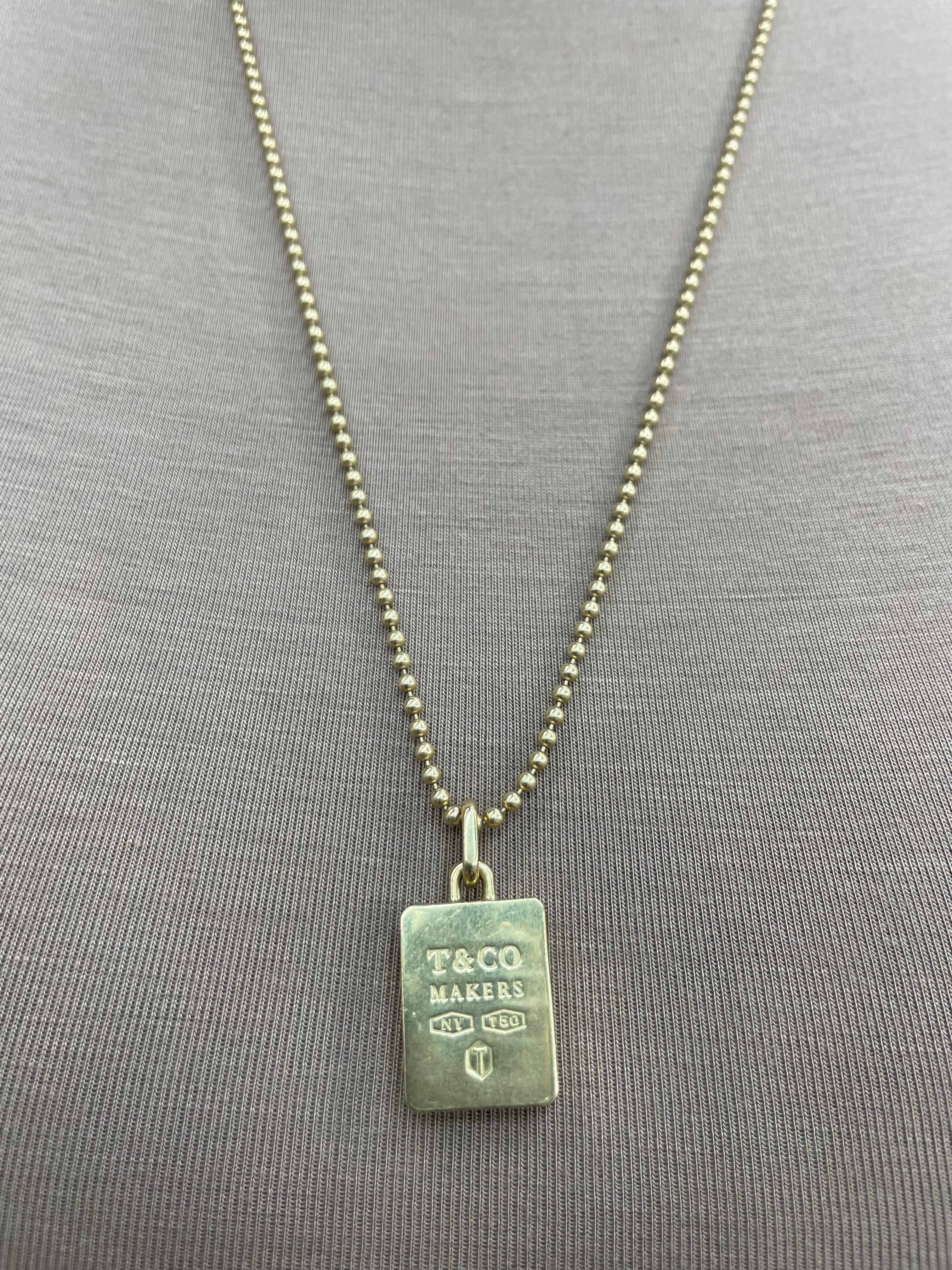 Tiffany & Co. Bar Pendant Necklace 18 Karat Yellow Gold 25.9 Grams 3