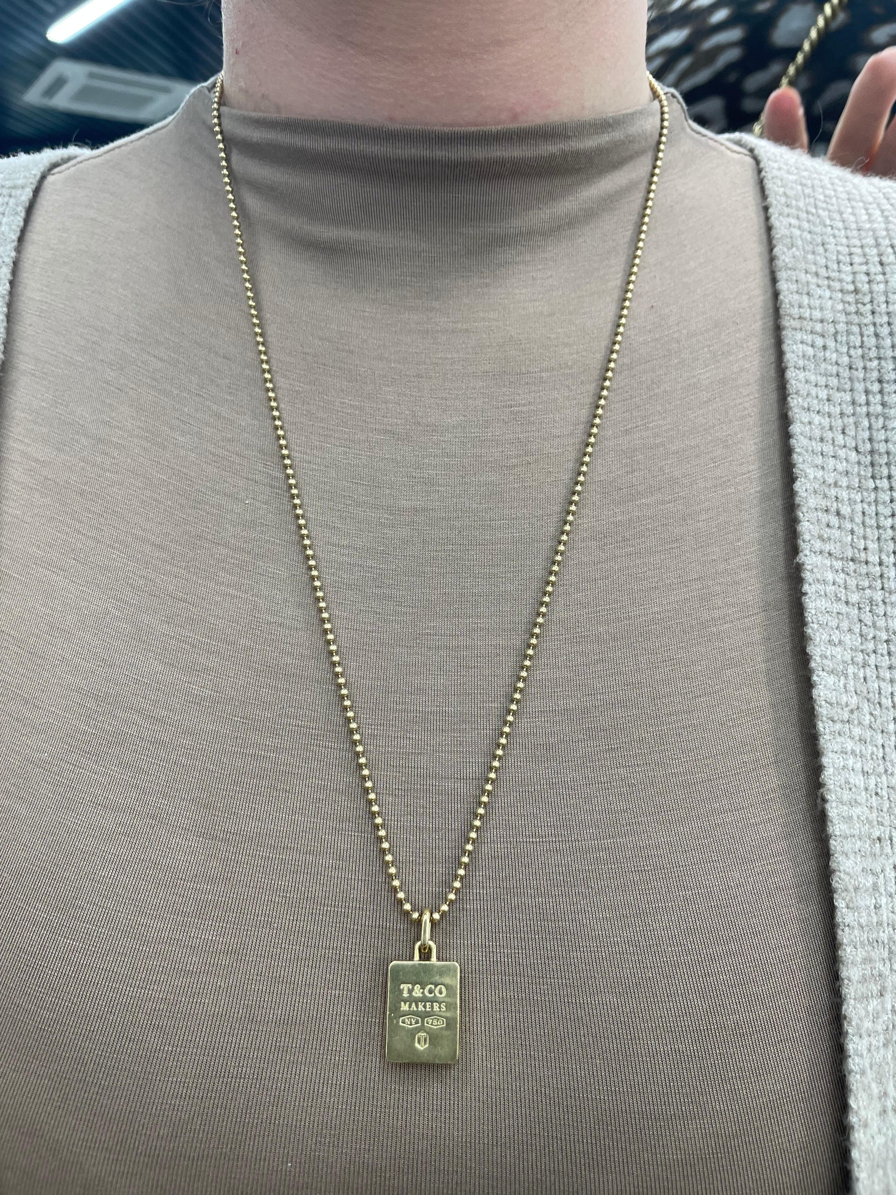 Tiffany & Co. Bar Pendant Necklace 18 Karat Yellow Gold 25.9 Grams 1
