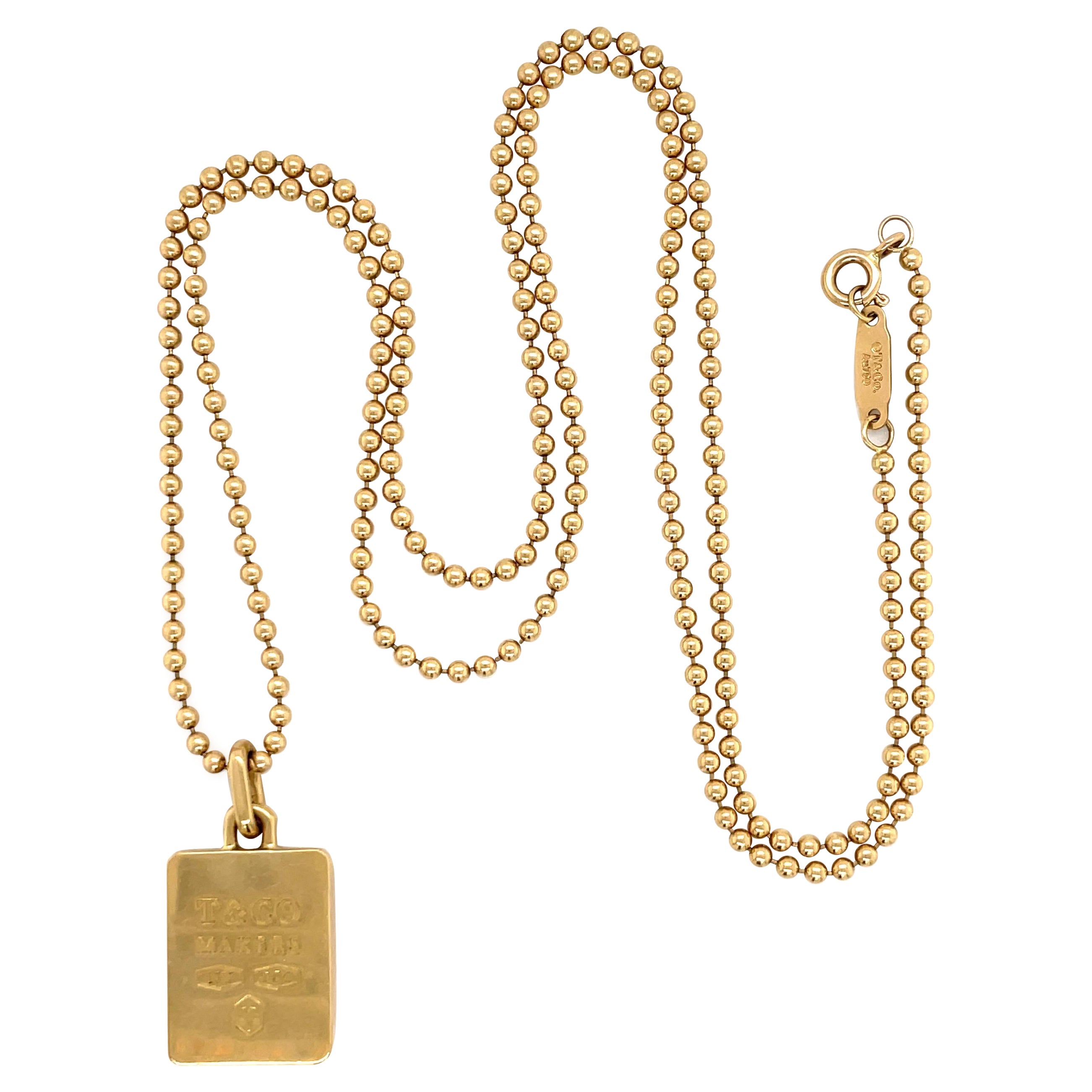 Tiffany & Co. Halskette mit Bar-Anhänger aus 18 Karat Gelbgold mit 25,9 Gramm
