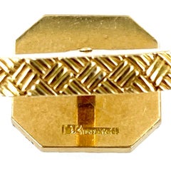 Tiffany & Co. Basket Weave 18 Karat Yellow Gold Cufflinks Tuxedo Stud Set