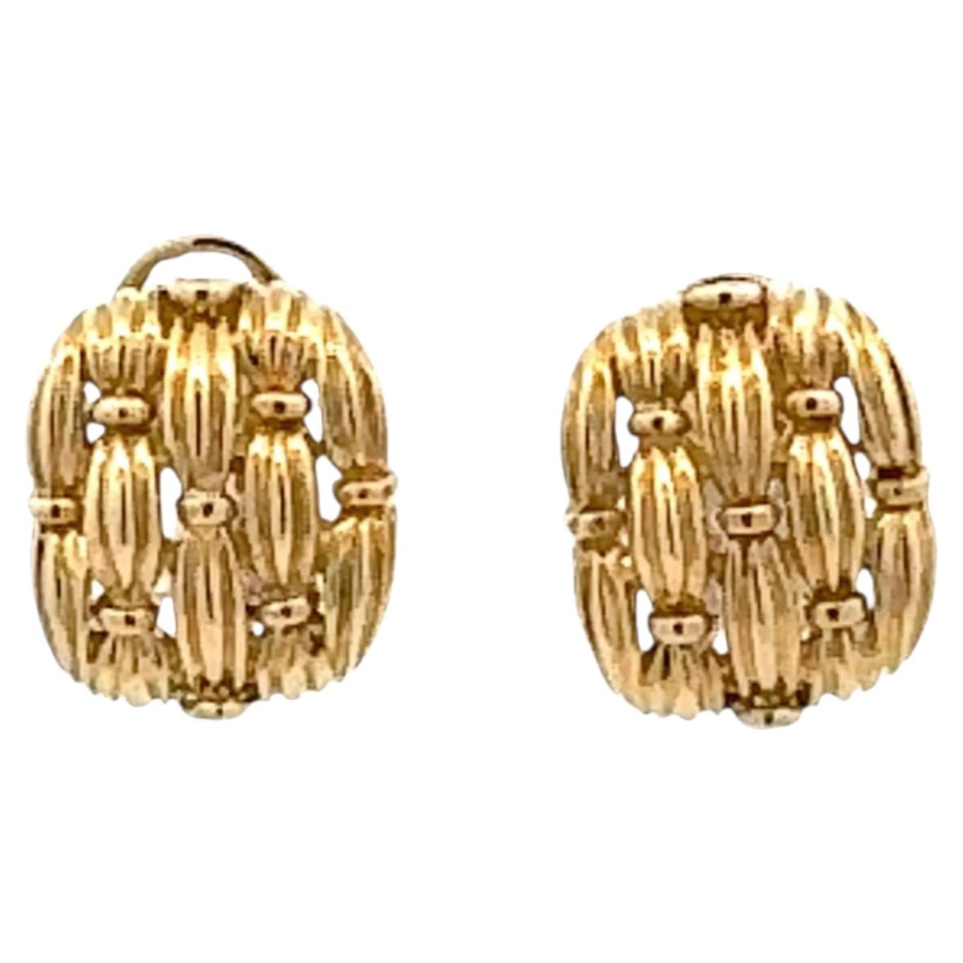 Orecchini a clip Tiffany & Co. in oro giallo 18 carati con motivo "Basket Weave", 1992 CIRCA